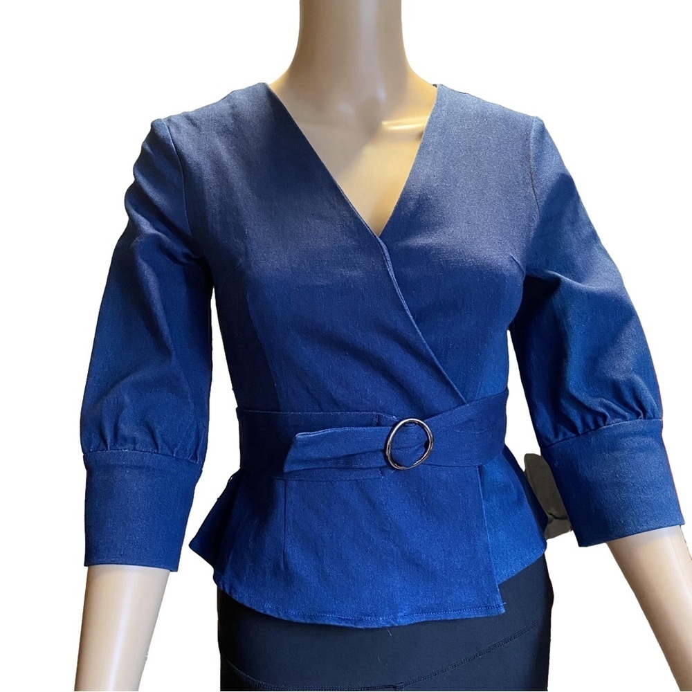 Love Bonito Denim Belted Blouse Top Size 2